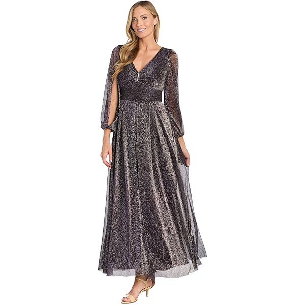 Sequin Dresses Silver Long Sleeve Wrap Dress Betsy And Adam Gowns Betsy Adam Women's Metallic Long Sequin Dresses Silver Long Sleeve Wrap Dress Betsy And Adam Gowns Betsy Adam Women's Metallic Long