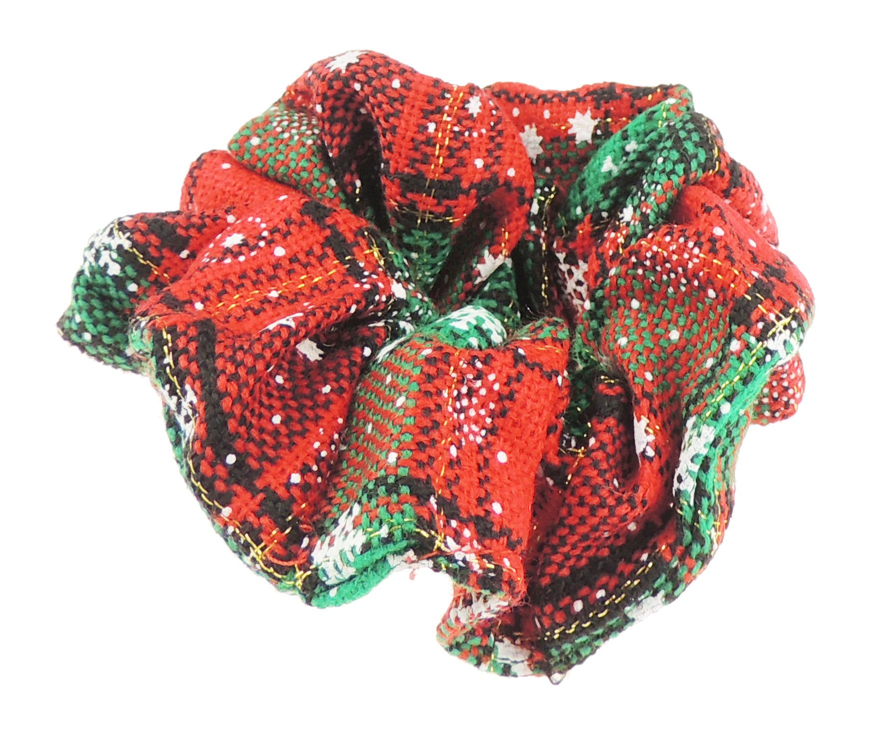 Ladies Girls Red Green Tartan Snowflake Festive Christmas Hair Elastic (Red Green)