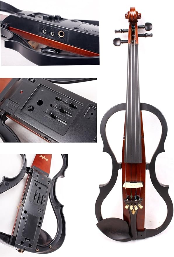 yinfente 4/4 violín eléctrico silencioso madera de arce potente soporte