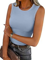 ANRABESS Womens High Neck Tank Tops Stretchy