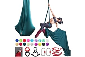 PRIORMAN Aerial Silk Set, Premium 9Yards/8.2m Medium Stretch Fabric Silks, Perfect for AntiGravity Hammock Yoga Training & Dance Circus Performances Includes Hardwares & Daisy Chains