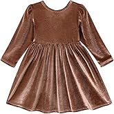 YOUNGER TREE Toddler Fall Dress Girl Winter Clothes Long Sleeve Velvet Dresses Princess Party Outfits