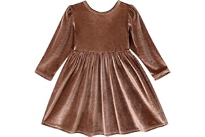 YOUNGER TREE Toddler Fall Dress Girl Winter Clothes Long Sleeve Velvet Dresses Princess Party Outfits