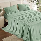 Bedsure Full Size Bed Sheets, Cooling Sheets, Rayon Derived from Bamboo, Breathable & Soft, Deep Pocket Up to 16 Inches, Hotel Luxury Silky Bedding for Hot Sleepers, Sage Green