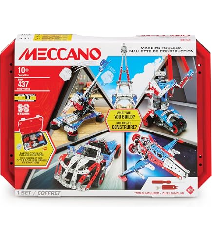 Meccano - Maker's Toolbox: Model Building Kit, 437 Pieces, Ages 10