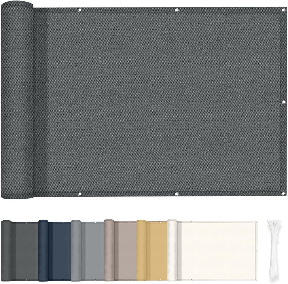 HENG FENG Balcony Privacy Screen 90x300cm PES Windproof UV Protection Anthracite