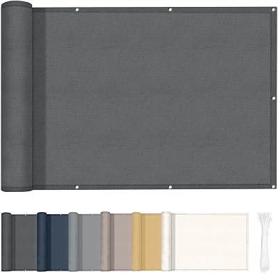 HENG FENG Balcony Privacy Screen 90x300cm PES Windproof UV Protection Anthracite