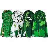 Funtery 4 Pcs St. Patrick's Day Scarf Green for Women Shamrock Lightweight Scarf St. Patrick's Day Accessories Irish Gifts
