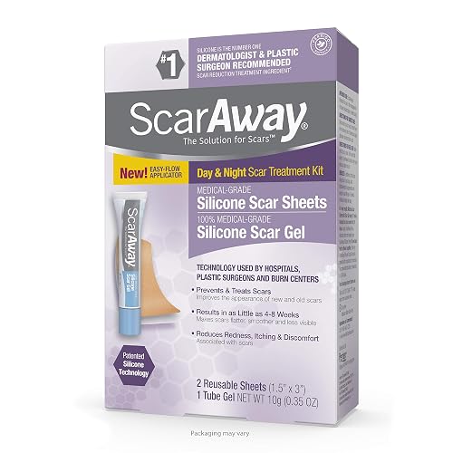 ScarAway Advanced Skincare Silicone Scar Sheets and Silicone Scar Gel ...
