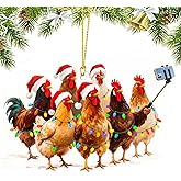 Funny Christmas Ornament 2025, Chicken Christmas Ornaments Acrylic Farm Christma Tree Decorations Hanging Pendant, Adults Men Friend Dad Xmas Ornaments Home Decor Gifts