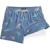 maamgic Men's Swim Trunks with Compression Liner 5.5 inch Beach Shorts Quick Dry Bathing Suits with Zipper Pocket