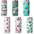 BBTO Slim Can Sleeves, Reusable Neoprene Bottle Insulator Sleeve, 12 oz Beverage Can Coolers for Energy Drink and Beer Cans, 6 Pieces(Hawaii Style)