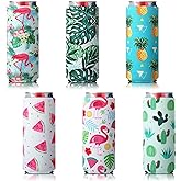 BBTO Christmas Slim Can Sleeves Reusable Neoprene Bottle Insulator Sleeve 12 oz Beverage Can Coolers for Energy Drink and Beer Cans 6 Pieces(Hawaii Style)