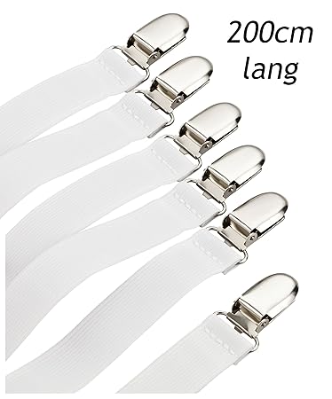 DESERMO Betttuchspanner EXTRALANG schwarz und Weiss in Sets I Kreuz und quer verstellbar bis 200cm I Bettlakenspanner im 3er,