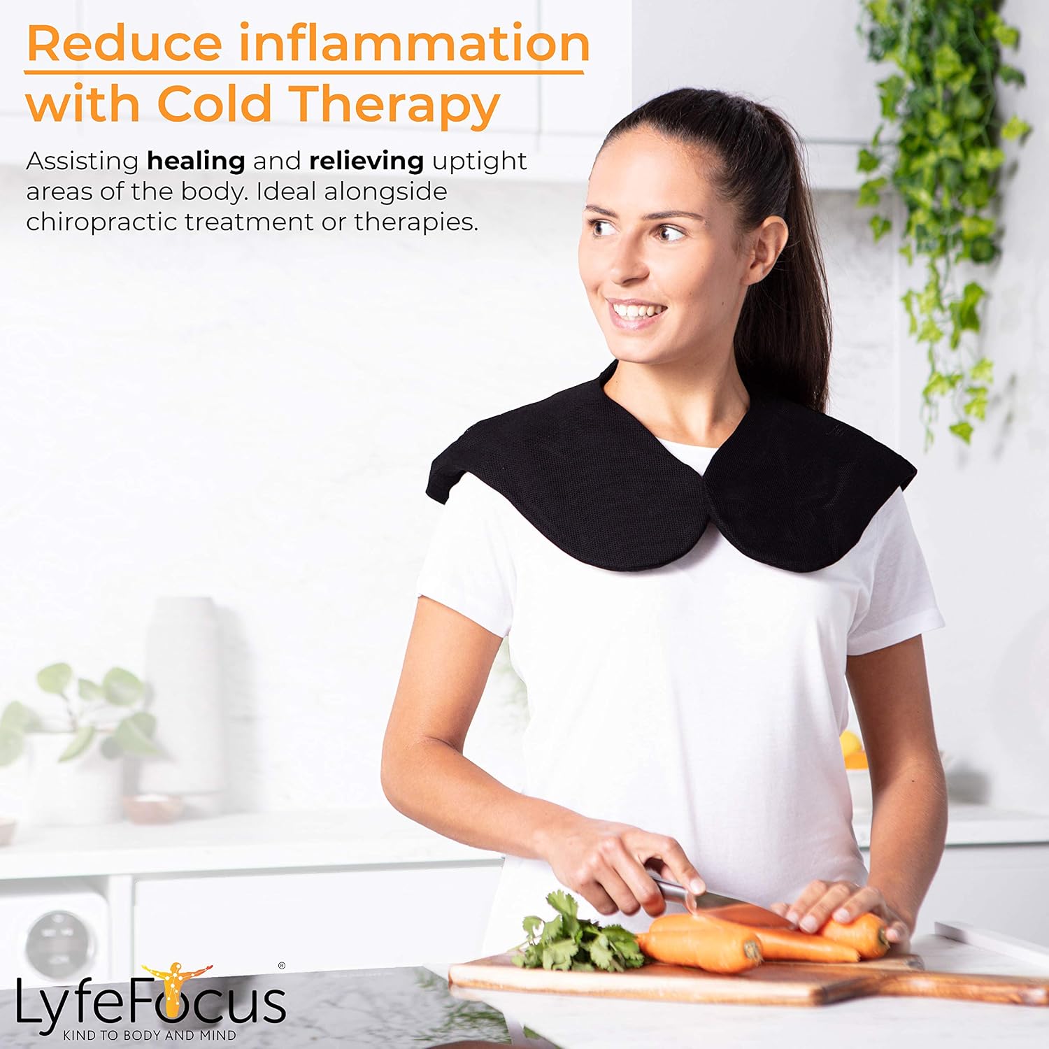 LyfeFocus Reusable Hot & Cold Pack Gel Heat Wrap for Neck & Shoulder Pain, Flexible, Microwaveable & Freezable Ice Pack - Image 4