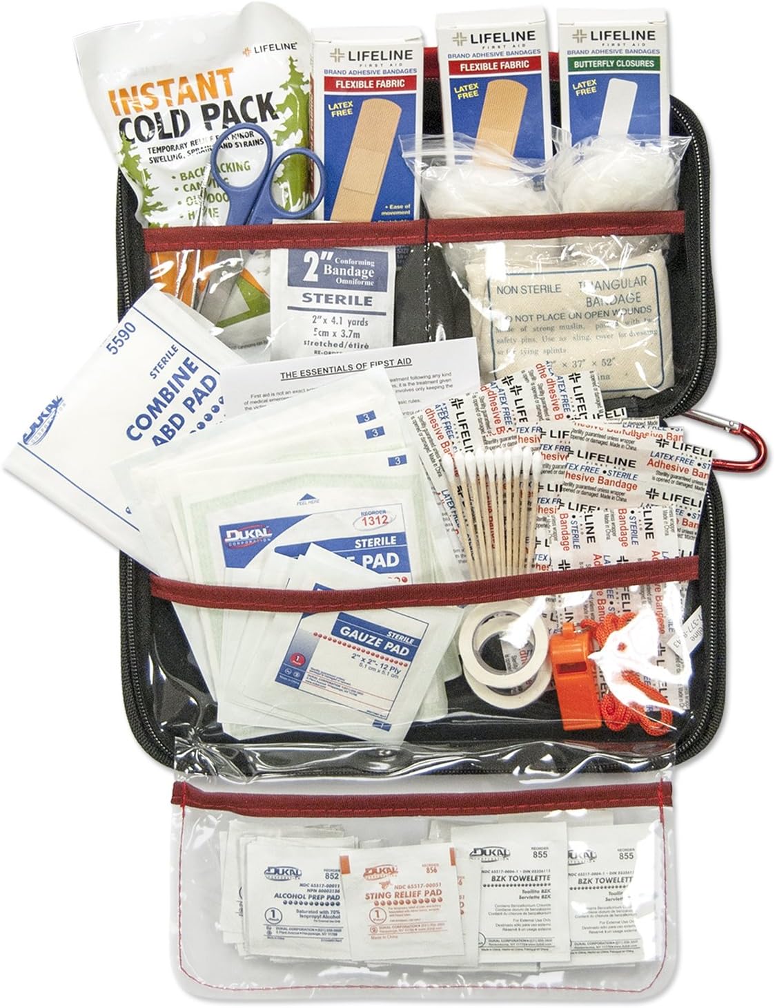 AAA 121 Piece Road Trip First Aid Kit packaged in compact hard shell foam carry case, ideal for emergency use in cars, camping, hiking, or offices alike: Automotive