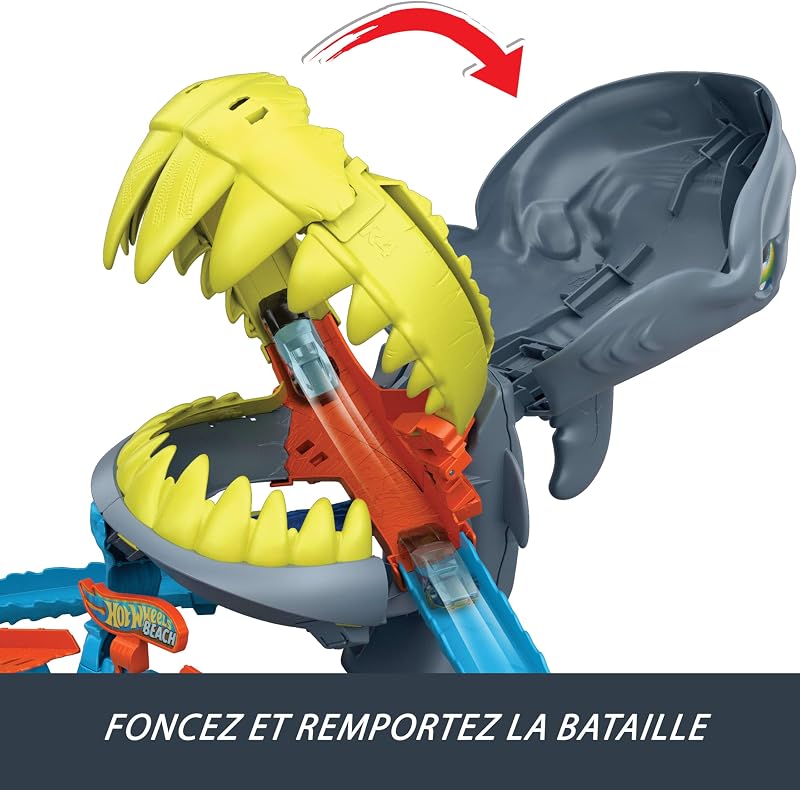 Coffret de jeu City Shark Chomp Beach et voiture miniature à l'échelle 1:64