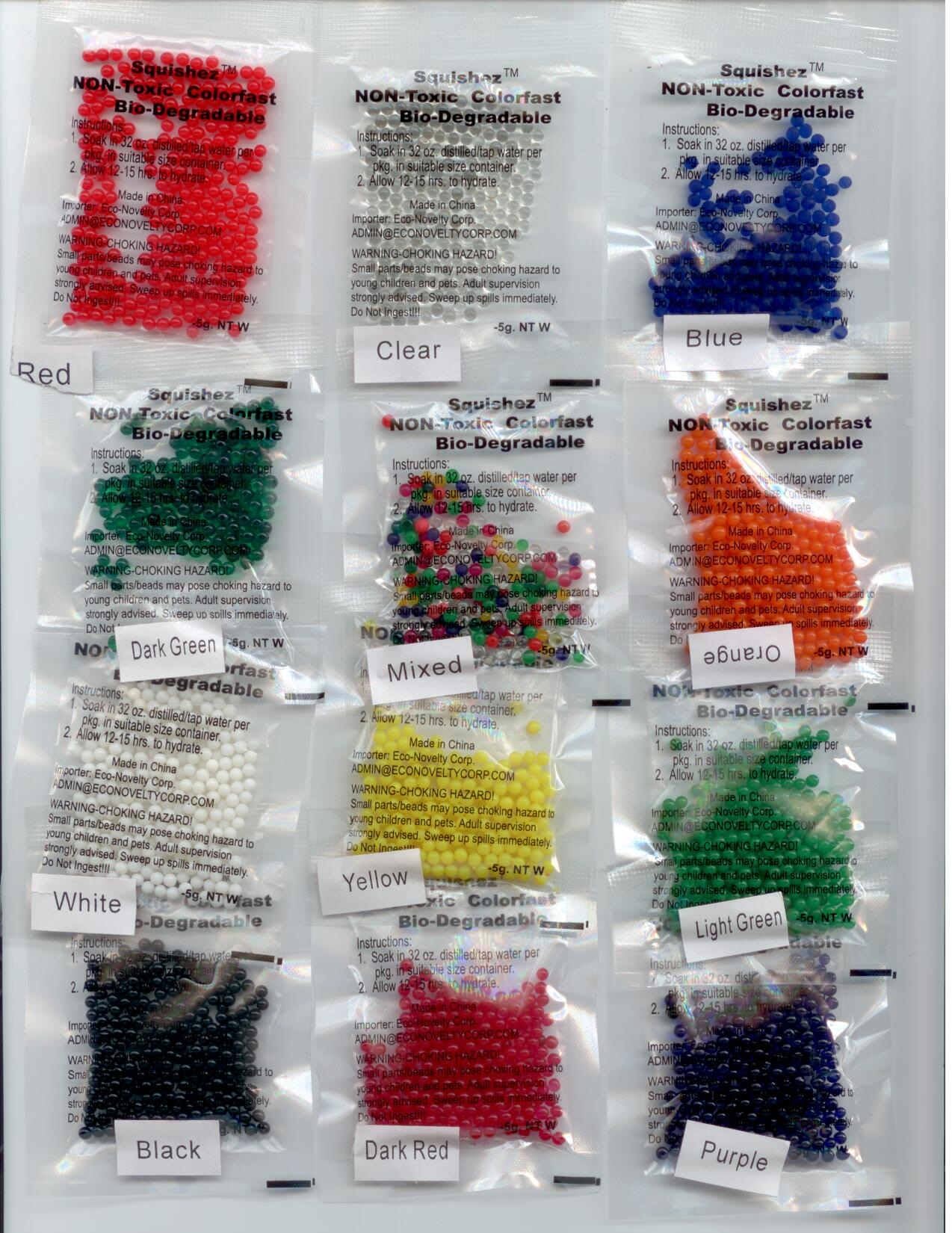 Amazing Squishez Water Marbles Beads (12 Bag -12 Color, About 3,000 Beads) ;Great for Gift Giving As Stocking Stuffers. Kids of All Ages Will Love'em.