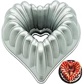 Kundalini Heart Shaped Cake Pan Charlotte Cake Mold Heart Shaped Fluted Pan for Valentine’s Day Christmas Wedding Party 10inch Nonstick Heavy-Duty Mold