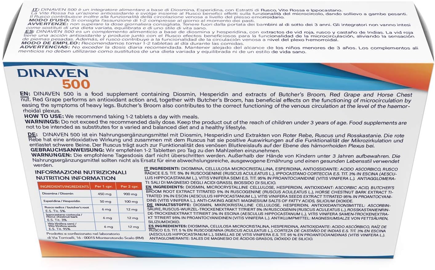 Dulac, Dinaven 500, Food Supplement for Leg Support Circulation 60 Tablets, for Heavy and Tired Legs Helps Improve Blood Flow - Image 5