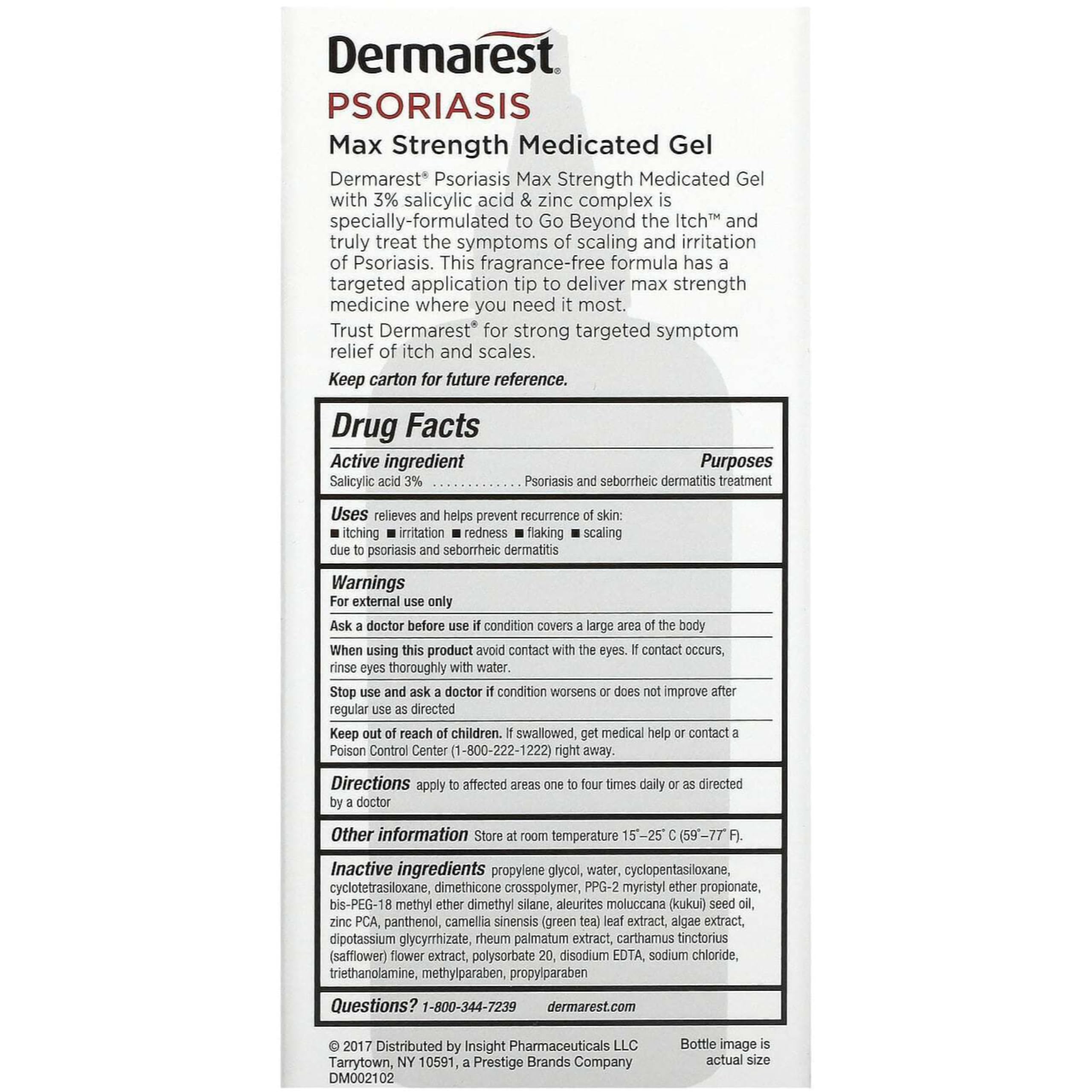 Dermarest Psoriasis Medicated Treatment Gel, 4 oz