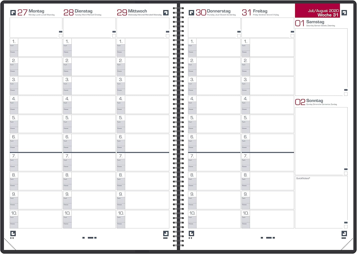 Oxford 100740386 Teacher diary 2021 2022 A4 format Dark gray (German version), dunkelgrau - Image 3