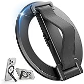 SUPERONE 2025 Upgrade for MagSafe Phone Grip with Finger Strap, Removable MagSafe Ring Holder with Kickstand Finger Loop, Mag Safe Accessories for iPhone 17/16/15/14/13/12 Series, Black