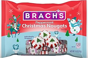 Brach's Peppermint Christmas Nougats, Individually Wrapped Mixed Flavors, Christmas Candy, 11 oz