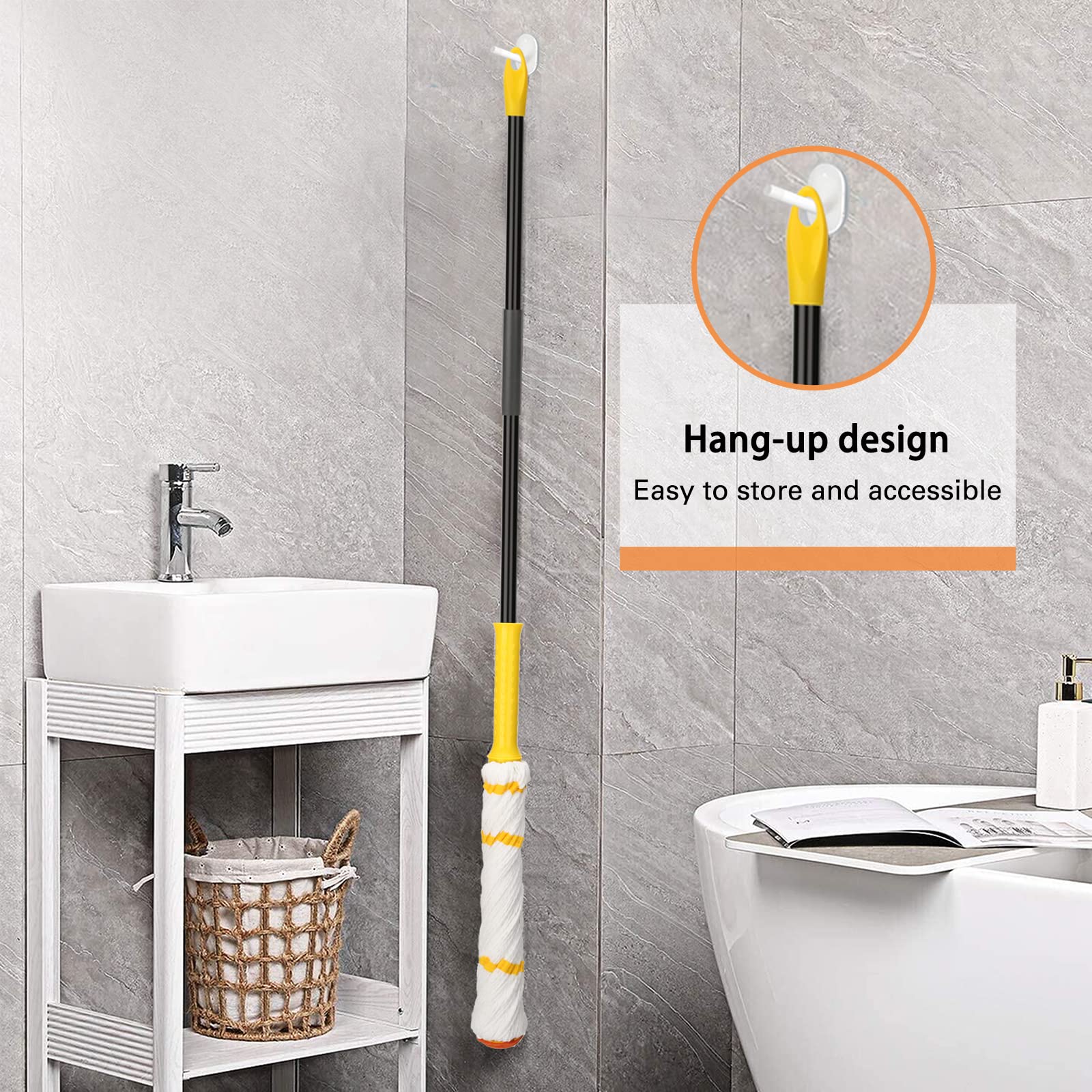 KeFanta Self-Wringing Twist Mop for Floor Cleaning, Long Handled Microfiber Floor Mop with Top Scouring Pad for Kitchen, Hardwood, Restaurant, Bathroom, Garages, Warehouses, Office,57-inch