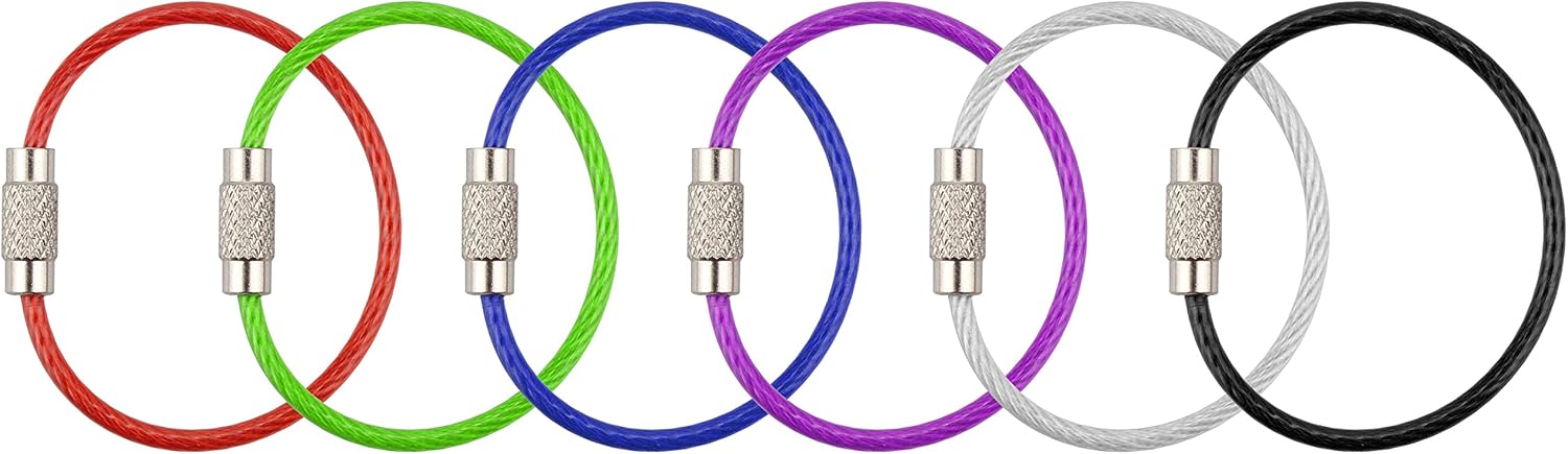 Keychain, Wisdompro 12 Pack of 4.3 Inches Stainless Steel Wire Ring 2mm Cable Loop Rings for Hanging Luggage Tag, Keys and ID Tag Keepers - MultiColor: Office Products