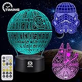 3D Night Light for Kids Star Wars Illusion Lamp Toy 7 Colors Changing Dimmable with Smart Touch and Remote Control Unique and