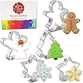 Christmas and Holiday Cookie Cutter 5-Pc Set Made in USA by Ann Clark, Gingerbread Man, Christmas Tree, Star, Snowflake, Ange
