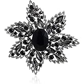 YOQUCOL Vintage Austrian Crystal Rhinestone Flower Shape Big Large Brooch Pin For Women Grils Golden Tone