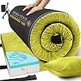 Airpanda Memory Foam Camping Mattress Sleeping Pad, 3" Thick Waterproof Portable Roll Up Sleeping Mats & Floor Mattress Pad with Pillow + Travel Bag for Camping Car Truck SUV Tent Sleepover Kids Adult