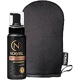 Norvell Sunless Dark Self Tanner Mousse with Mitt, 8 Fl Oz + Streak Free Tanning Applicator Mitt - Instant Natural Looking Bronzing Glow