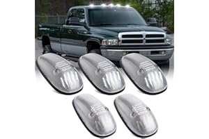 SHINEFIT 5PCS LED Cab Roof Clearance Lights Replacement for 1999 2000 2001 2002 Ram 1500 2500 3500 Clear Top Cab Roof Marker Lights for Ram Truck