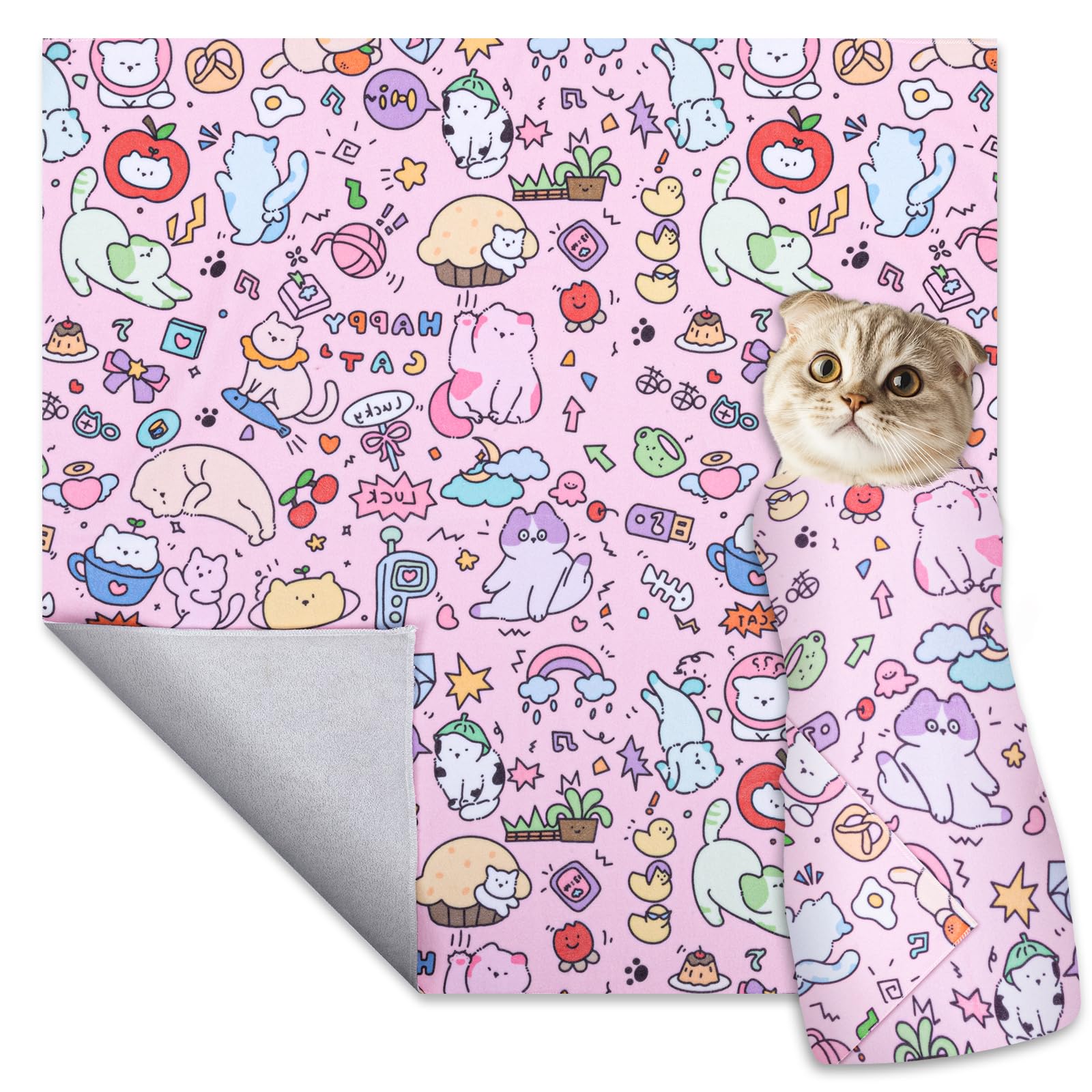 Photo 1 of 27.6 In Cat Grooming Wrap Self-Adhesive, Cat Wrap for Cutting Nails, Pink Anti-Escape Cat Restraint for Nail Clipping Cat Swaddle Wrap Cat Wrapping Cloth for Pet Cleaning and Beauty (Within 15lbs)
