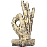 Pssopp Resin Hand Gesture Statue, OK Gesture, Copper, Modern, Tabletop, Sculpture