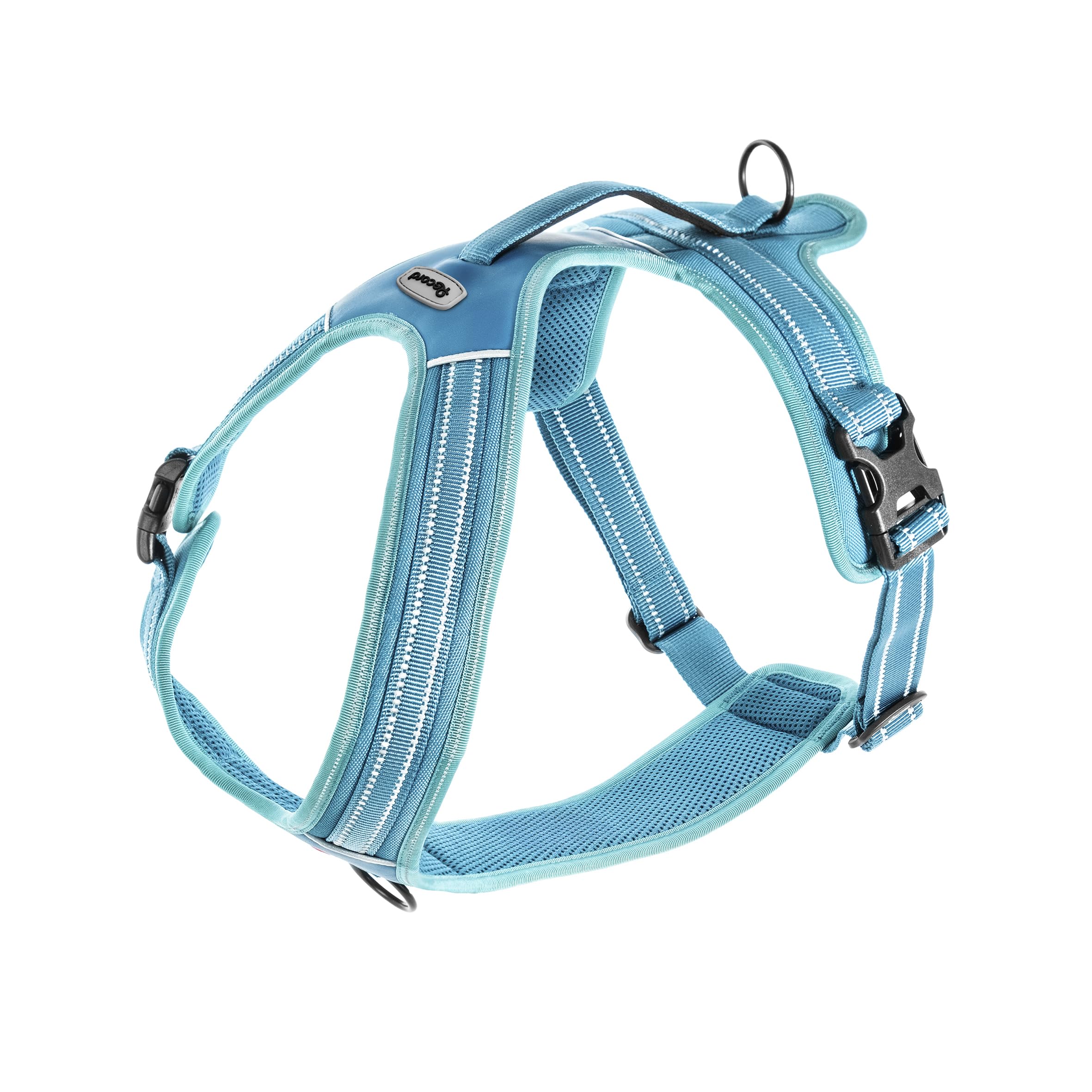 Record Action Alpi Dog Harness Braided Nylon with 3M ScotchLite Reflective Bands, Blue, Size XL, 90-125 cm