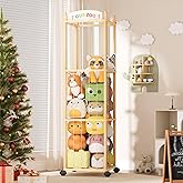 unlumm Stuffed Animals Storage with Wheels, 54" Rolling Toy Organizer, Stuffed Animal Zoo Storage, Space Save Plushie Holder Extra Large Stuffed Animal Cage Tower for Nursery, Playroom, Bedroom