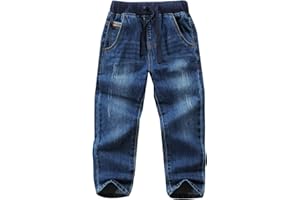 JIAYOU Toddler Kid Boy Elastic Mid Waist Washed Full Length Straight Pants Denim Jeans
