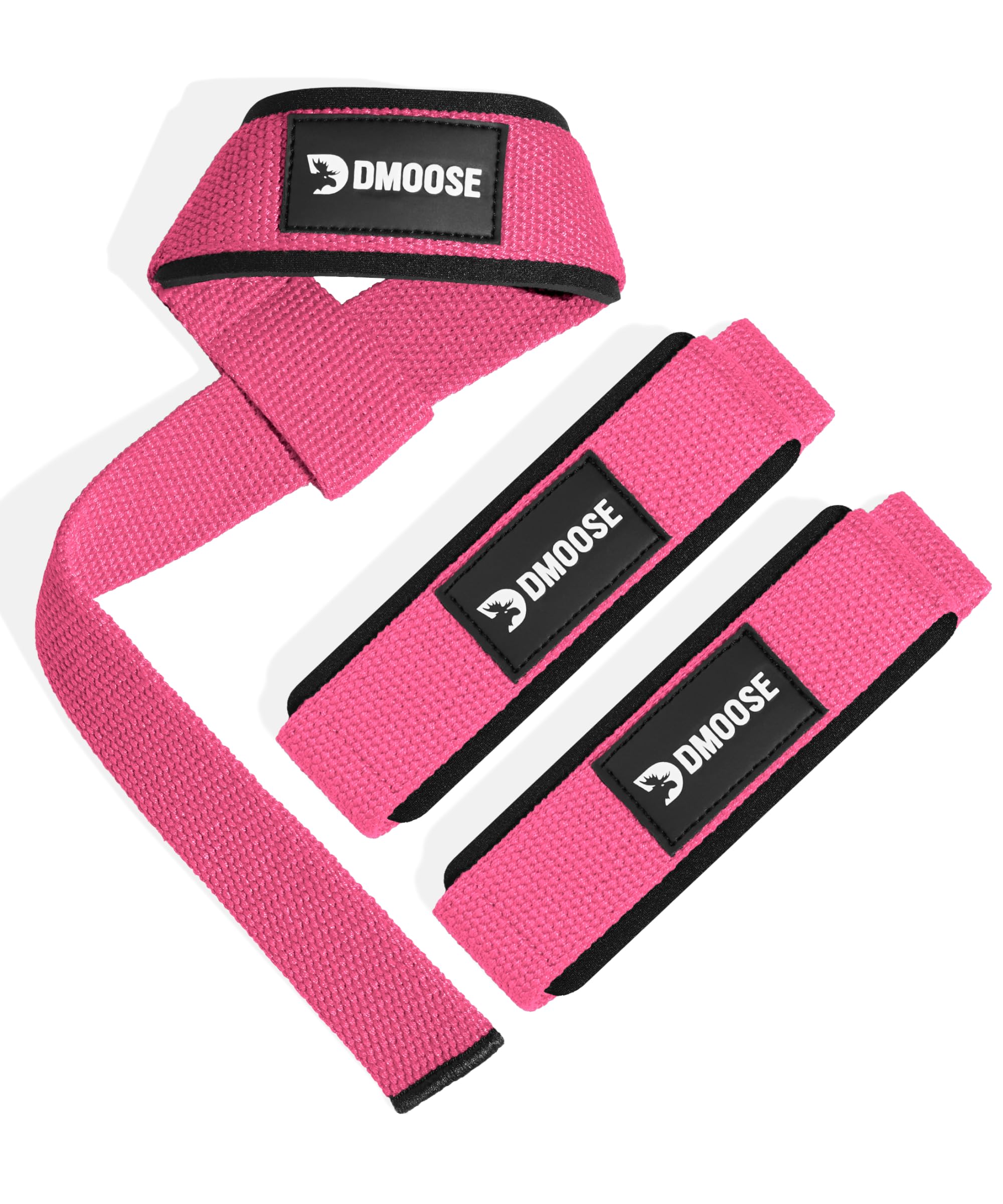 Photo 1 of DMoose Fitness Lifting Straps - 4mm Neoprene Padded Wrist Straps for Weightlifting & Powerlifting - Cotton Lifting Strap with Silicone Grip for Men & Women (Pink)