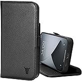 TORRO Leather Case Compatible with iPhone 14 Pro Max – Genuine Leather Wallet Case/Cover with Card Holder and Stand Function (Black)