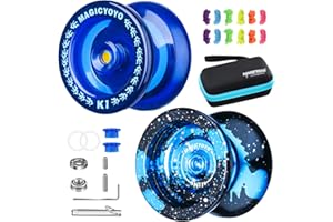 MAGICYOYO Professional Yoyo Pack of 2, Responsive Yoyo for Beginner, Pro Yoyo 2 Pack of Dual Metal Yoyo N11 + Plastic Yo-Yo K1 with12 Yoyo Strings, 2 Holes Yoyo Case Bag, Yoyo Accessory Kit (N11 + K1)