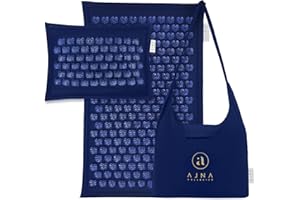 AJNA Acupressure Mat and Pillow Set - Ideal for Back Pain Relief and Neck Pain Relief - FSA/HSA Eligible - Advanced Stress Reliever - Muscle Relaxant - Free Tote Bag - Eco Lite (Ocean Blue)
