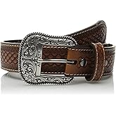 ARIAT Men's Fabric Inlay Concho And Basketweave Leather Belt - A1013248 Natural
