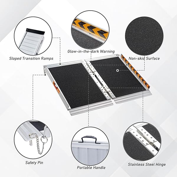 LEMNISCATE PORTABLE WHEELCHAIR RAMP 2FT, WHEELCHAIR RAMPS FOR HOME STEPS, NON-SLIP HANDICAP RAMP WITH HANDLE, FOLDING WHEEL CHAIR RAMPS FOR HOMES STEPS, STAIRS, DOORWAYS, SCOOTER, 800LBS CAPACITY