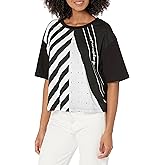 A｜X Armani Exchange Womens Armani Exchange Women's Cotton Jersey Pattern Mix Crop Top TeeT-Shirt