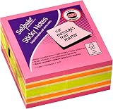Snopake Rainbow NeonMix Sticky Notes Cube 450 Sheets 76 x 76 mm Pink