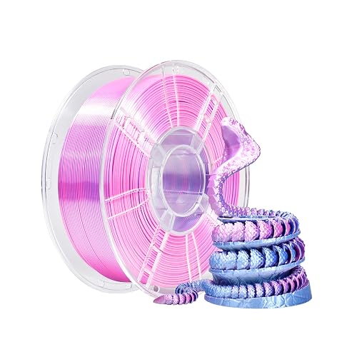 iBOSS PLA Plus 1.75mm Dual Color Filament, Shiny Silk PLA PRO 1kg 3D Printer Filament, Coextruded Filament 3D Printing Filament Magic PLA+, Fits for Most FDM 3D Printers (Silk Purple Silver)